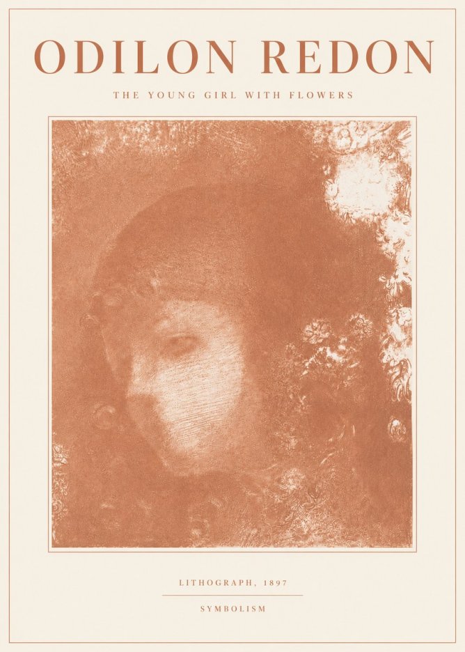 Odilon Redon The Young Girl with Flowers No6 - Poszter