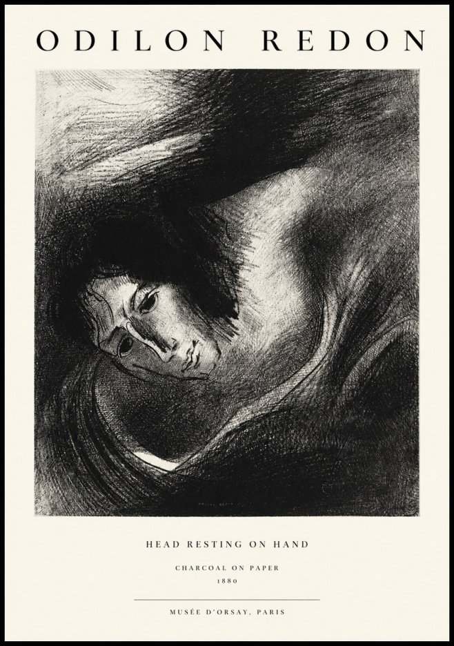 Odilon Redon Head Resting on Hand No1 - Poszter