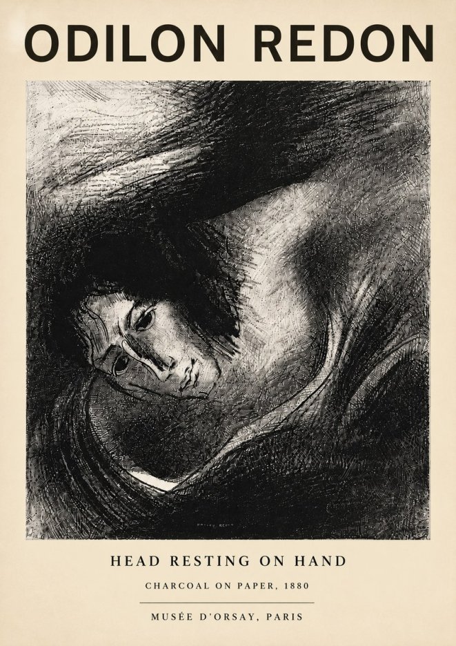 Odilon Redon Head Resting on Hand No5 - Poszter
