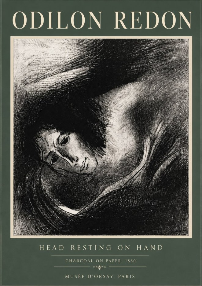 Odilon Redon Head Resting on Hand No6 - Poszter