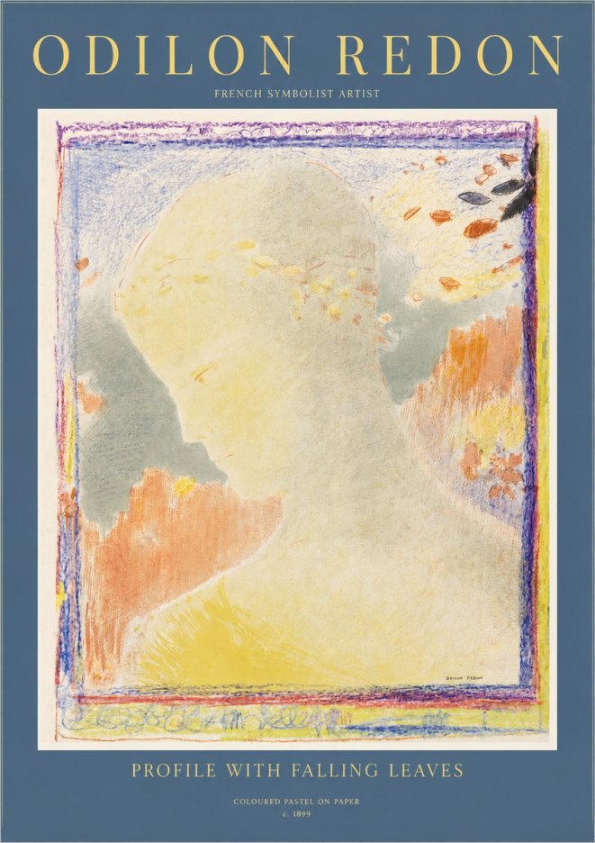 Odilon Redon Profile with Falling Leaves No2 - Poszter