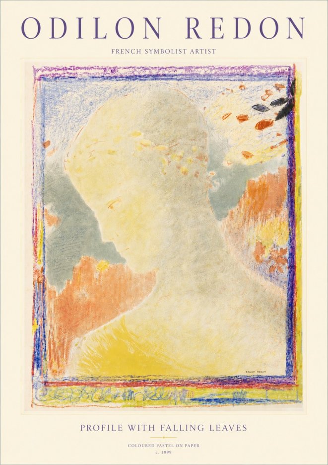 Odilon Redon Profile with Falling Leaves No4 - Poszter