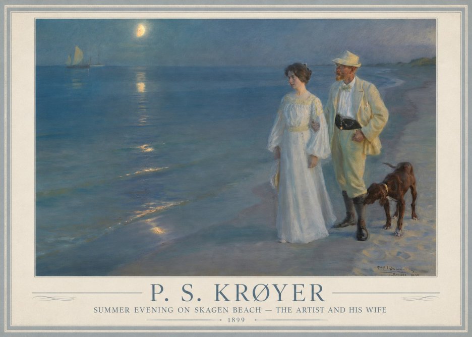 P.S. Krøyer Summer Evening on Skagen Beach — the Artist and His Wife No1 - Poszter