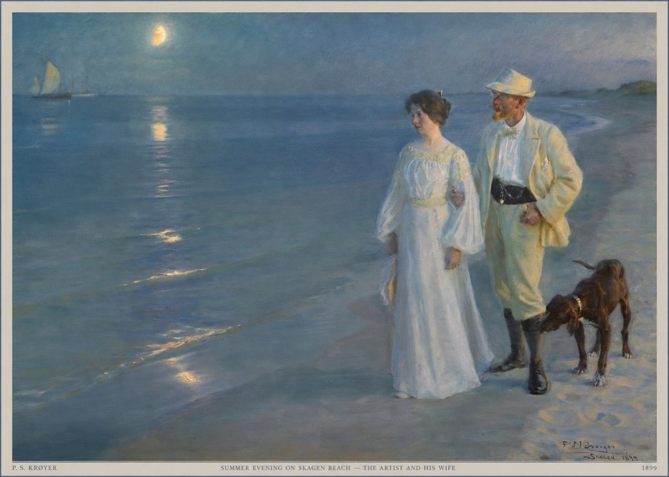 P.S. Krøyer Summer Evening on Skagen Beach — the Artist and His Wife No5 - Poszter
