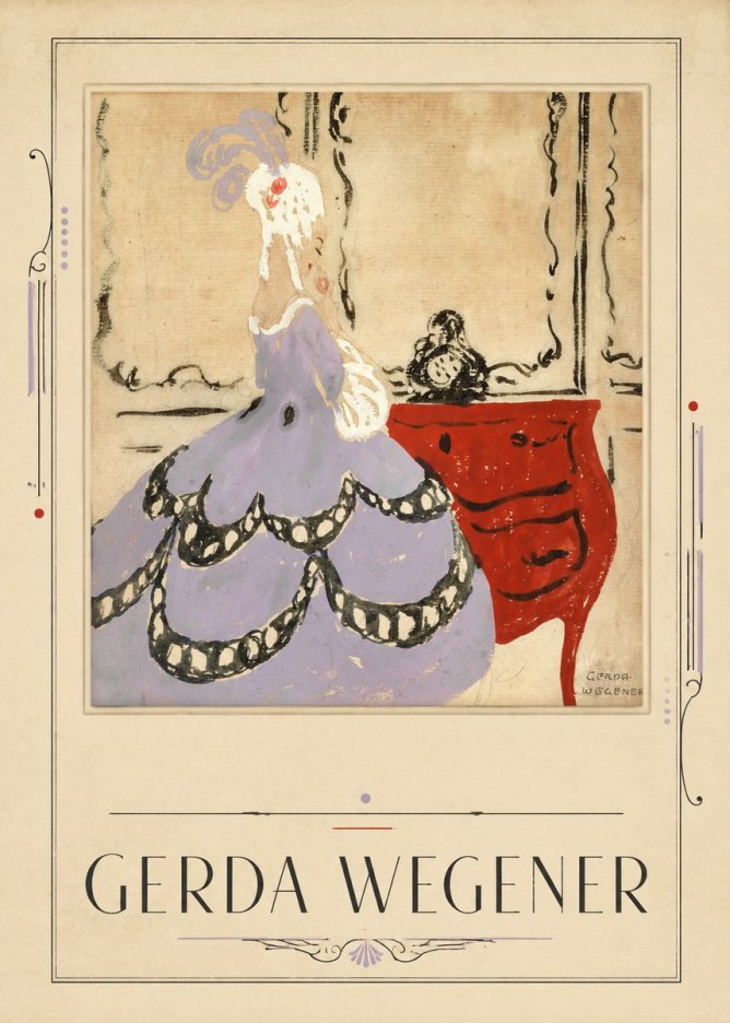 Gerda Wegener Lady in a Mauve Dress No4 - Poszter