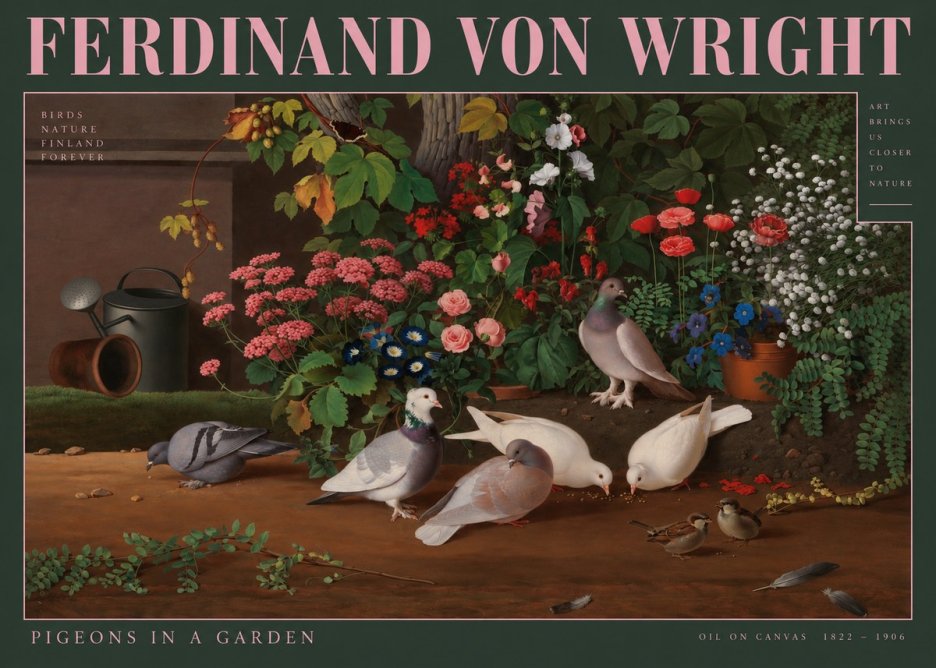 Ferdinand von Wright Pigeons and Flowers No3 - Poszter