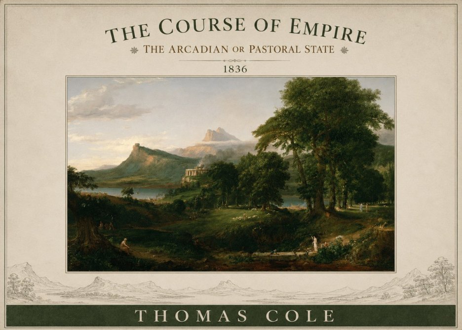 Thomas Cole The Course of Empire - the Arcadian or Pastoral State No3 - Poszter