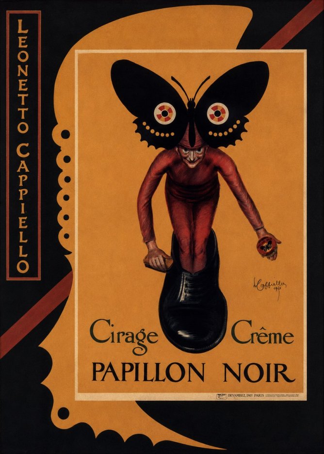 Leonetto Cappiello Cirage Crème Papillon Noir No2 - Poszter