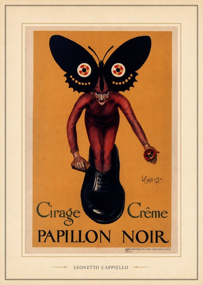 Leonetto Cappiello Cirage Crème Papillon Noir No5 - Poszter