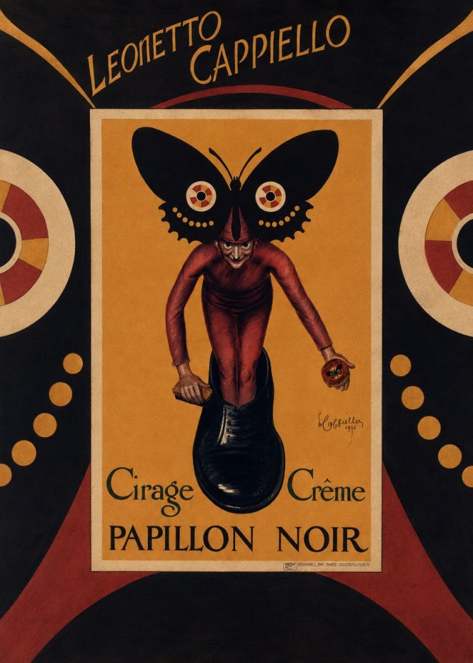 Leonetto Cappiello Cirage Crème Papillon Noir No6 - Poszter