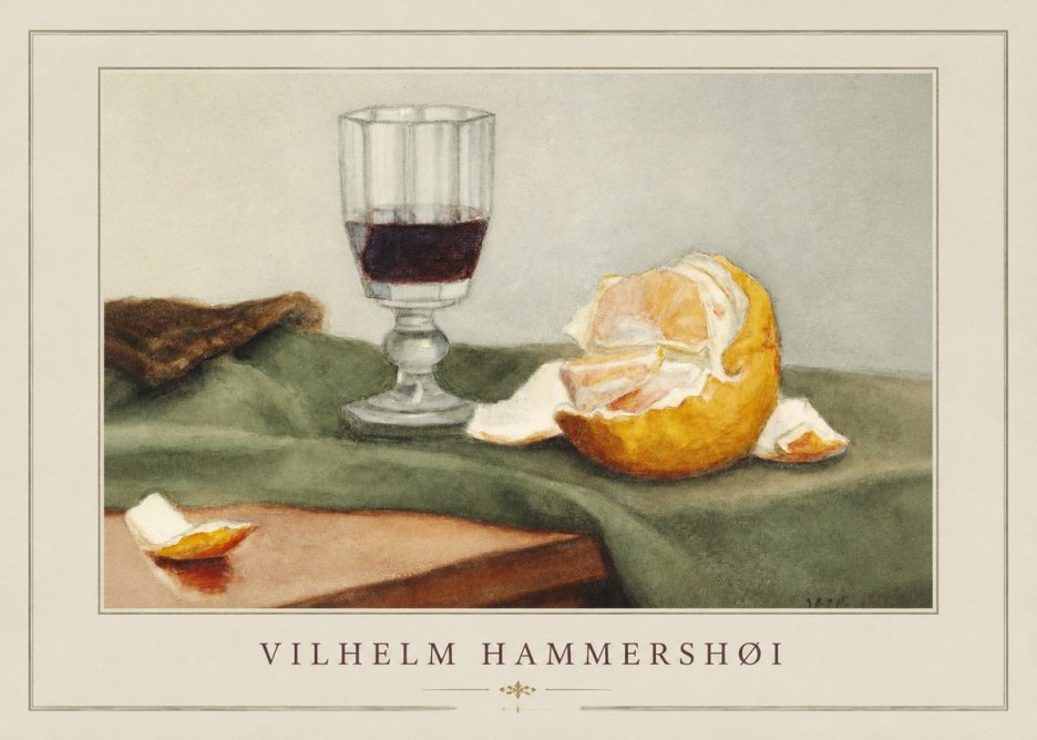 Vilhelm Hammershøi Still Life with Wine Glass and Orange No2 - Poszter