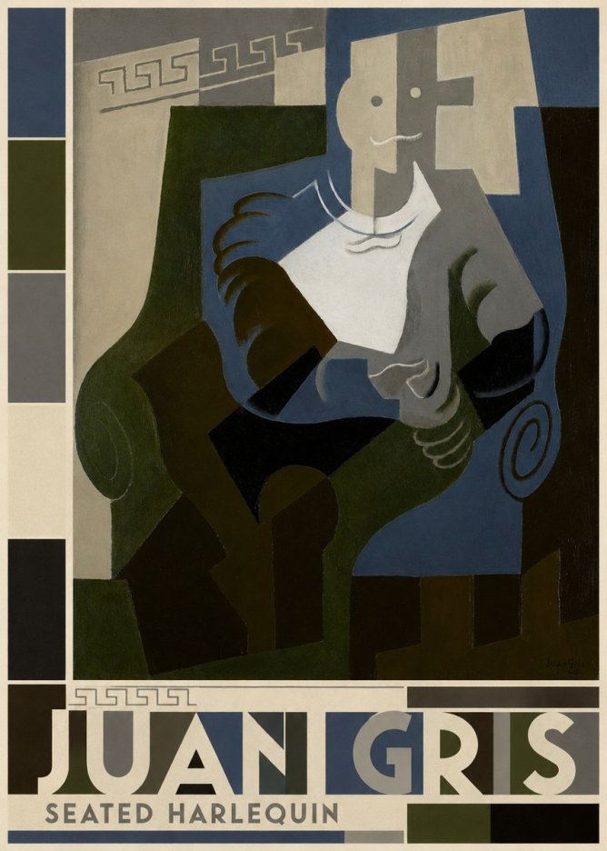 Juan Gris Seated Harlequin No4 - Poszter