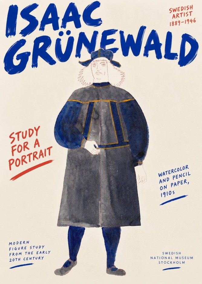 Isaac Grünewald Study for a Portrait No5 - Poszter