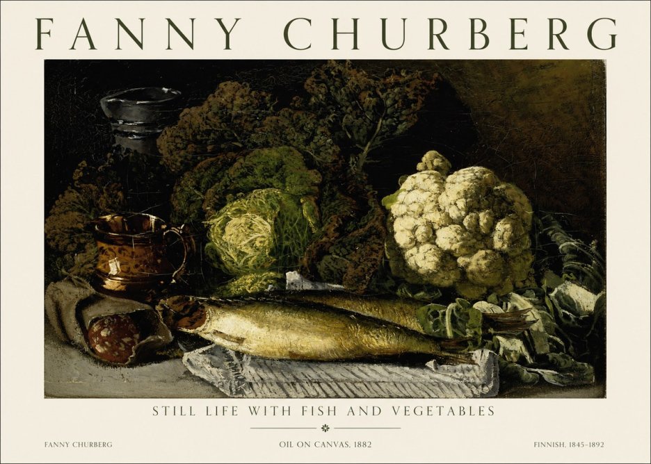 Fanny Churberg Still Life with Fish and Vegetables No1 - Poszter