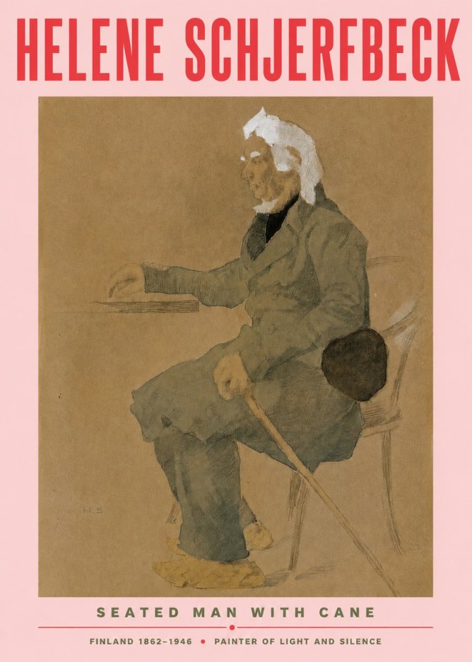 Helene Schjerfbeck Seated Man with Cane No3 - Poszter