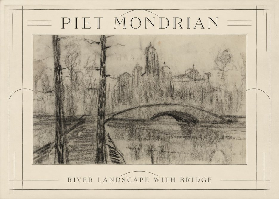 Piet Mondrian River Landscape with Bridge No1 - Poszter