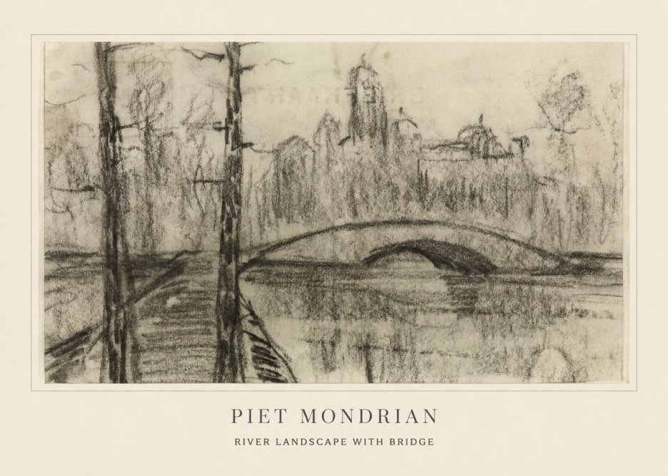Piet Mondrian River Landscape with Bridge No4 - Poszter