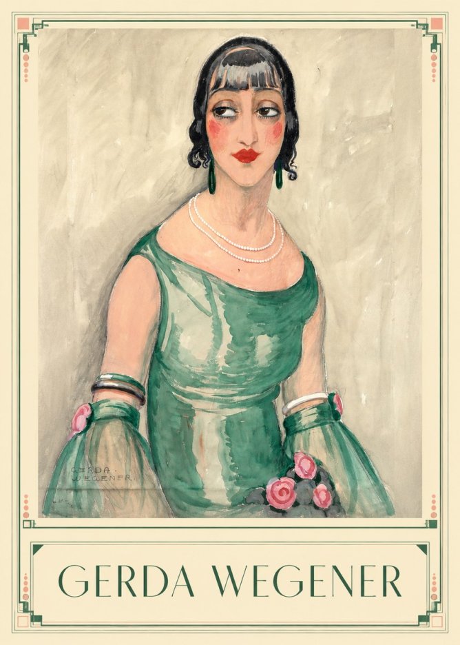 Gerda Wegener Portrait of a Woman in Green Dress No1 - Poszter