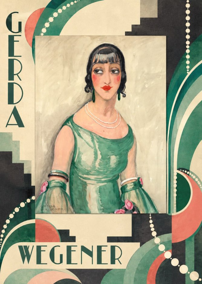 Gerda Wegener Portrait of a Woman in Green Dress No4 - Poszter