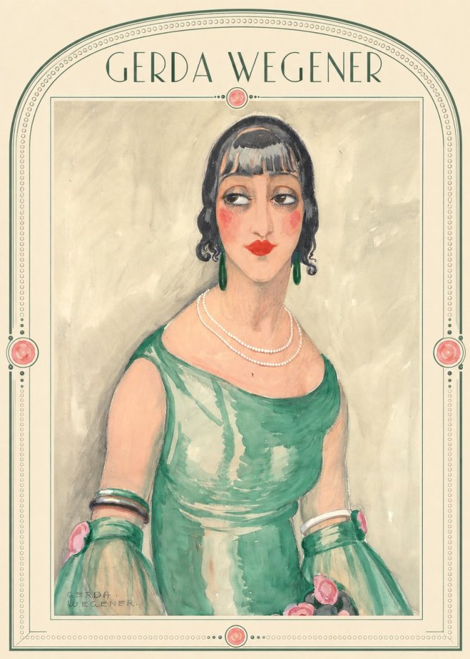 Gerda Wegener Portrait of a Woman in Green Dress No5 - Poszter