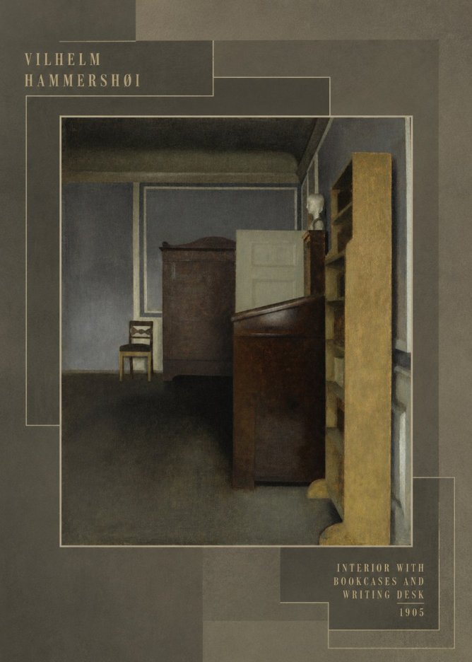Vilhelm Hammershøi Interior with Bookcases and Writing Desk No5 - Poszter
