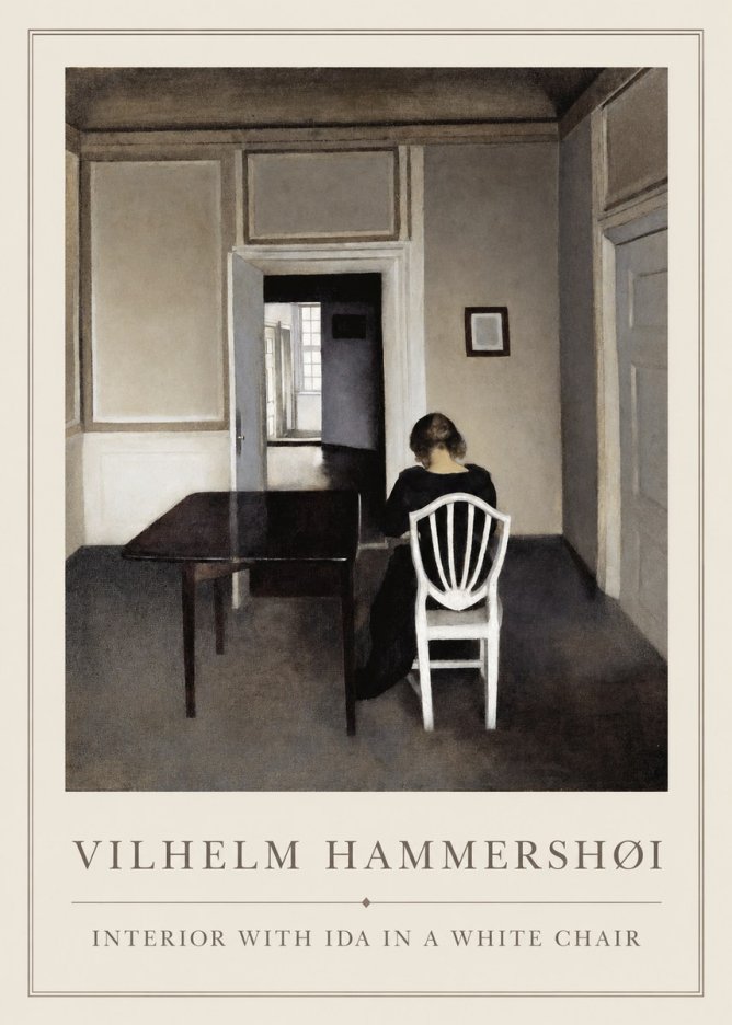 Vilhelm Hammershøi Interior with Ida in a White Chair No1 - Poszter