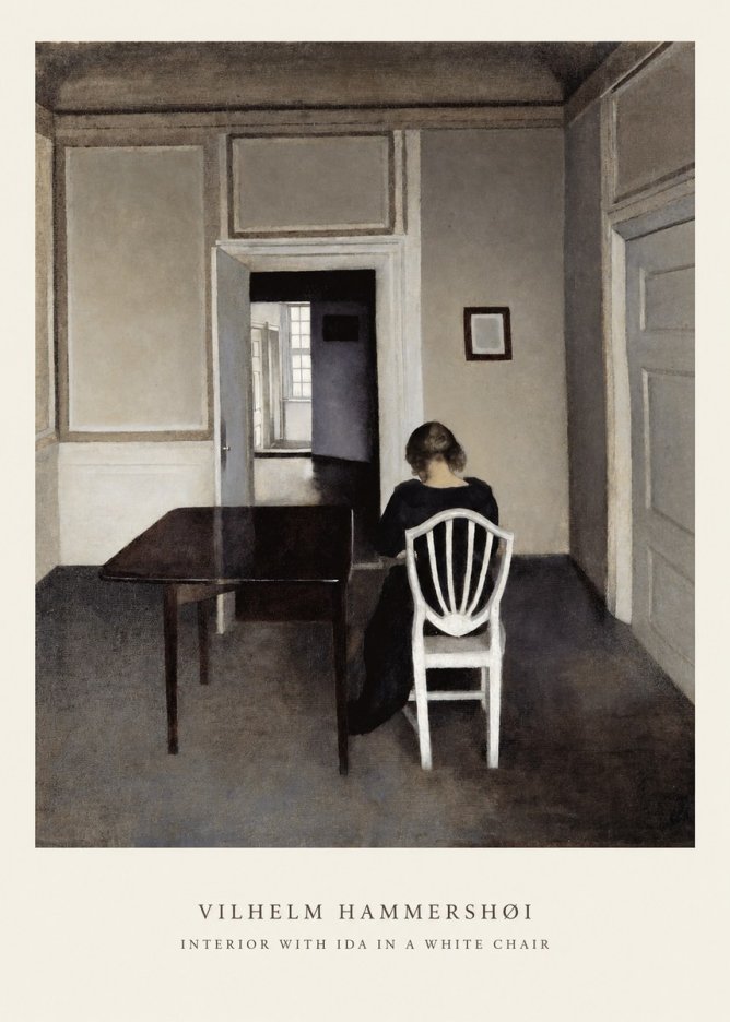 Vilhelm Hammershøi Interior with Ida in a White Chair No6 - Poszter