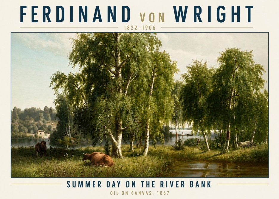 Ferdinand von Wright Summer Day on the River Bank No3 - Poszter