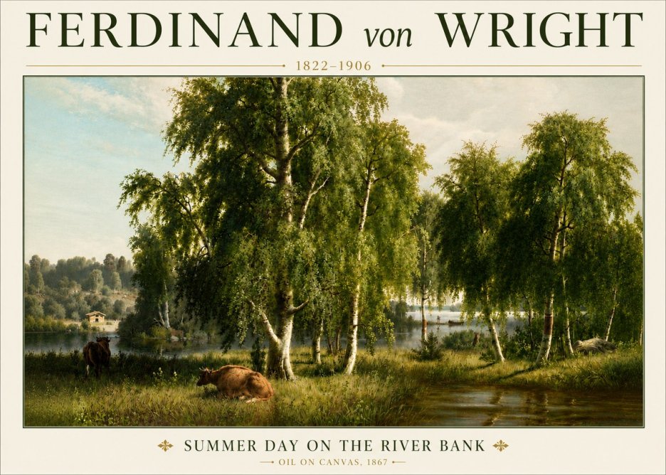 Ferdinand von Wright Summer Day on the River Bank No4 - Poszter