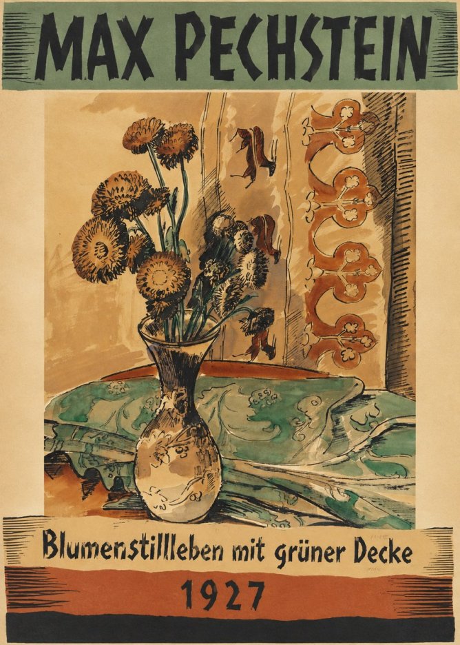 Max Pechstein Blumenstillleben Mit Grüner Decke No5 - Poszter