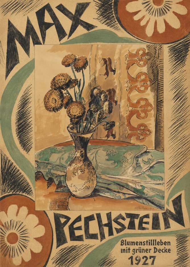 Max Pechstein Blumenstillleben Mit Grüner Decke No6 - Poszter