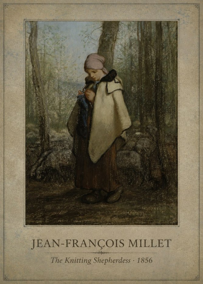 Jean-François Millet The Knitting Shepherdess · 1856 No1 - Poszter