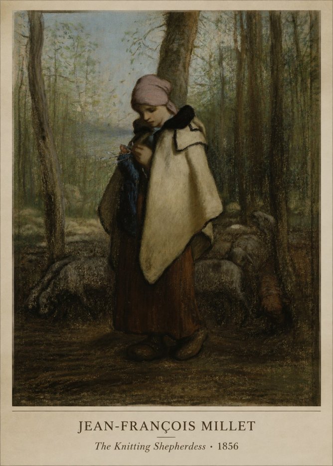 Jean-François Millet The Knitting Shepherdess · 1856 No5 - Poszter