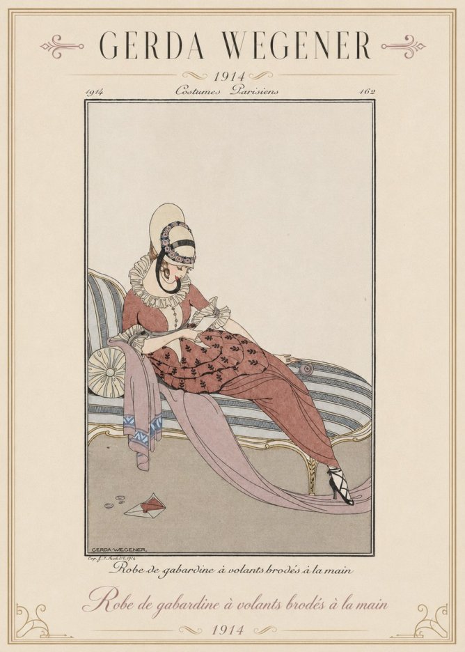 Gerda Wegener Robe De Gabardine À Volants Brodés À La Main II No1 - Poszter