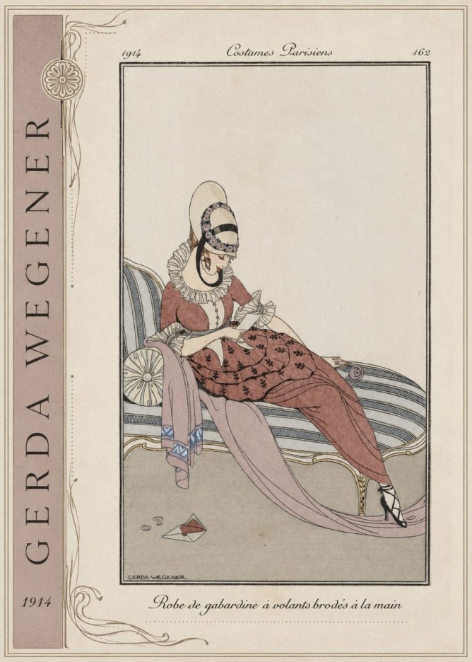 Gerda Wegener Robe De Gabardine À Volants Brodés À La Main II No2 - Poszter