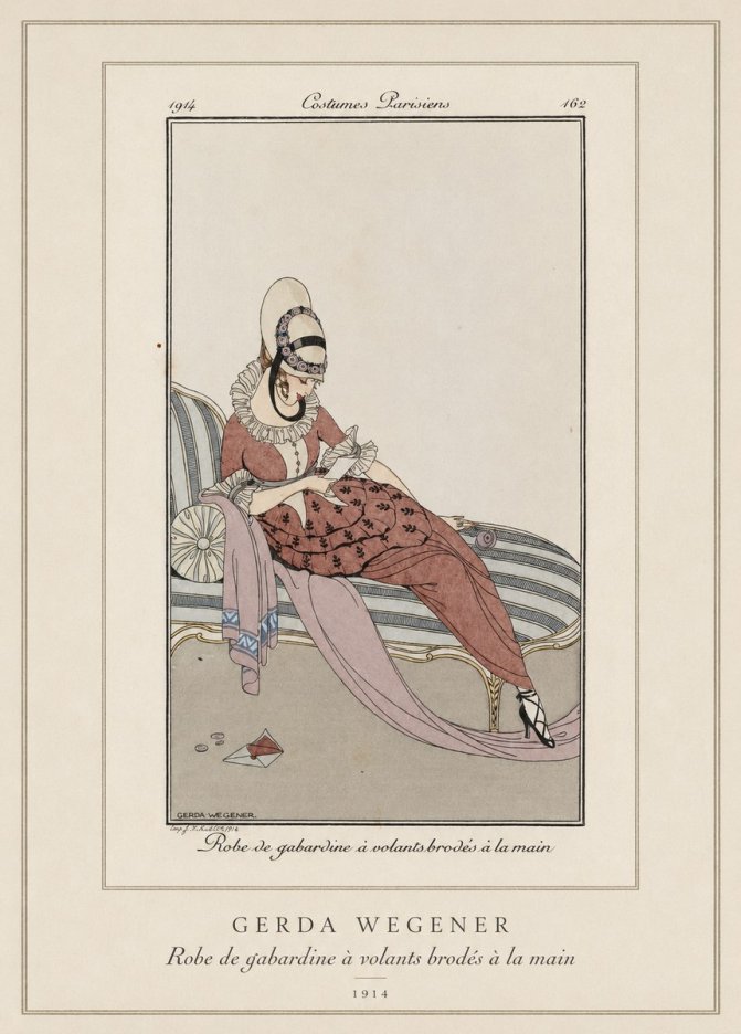 Gerda Wegener Robe De Gabardine À Volants Brodés À La Main II No3 - Poszter