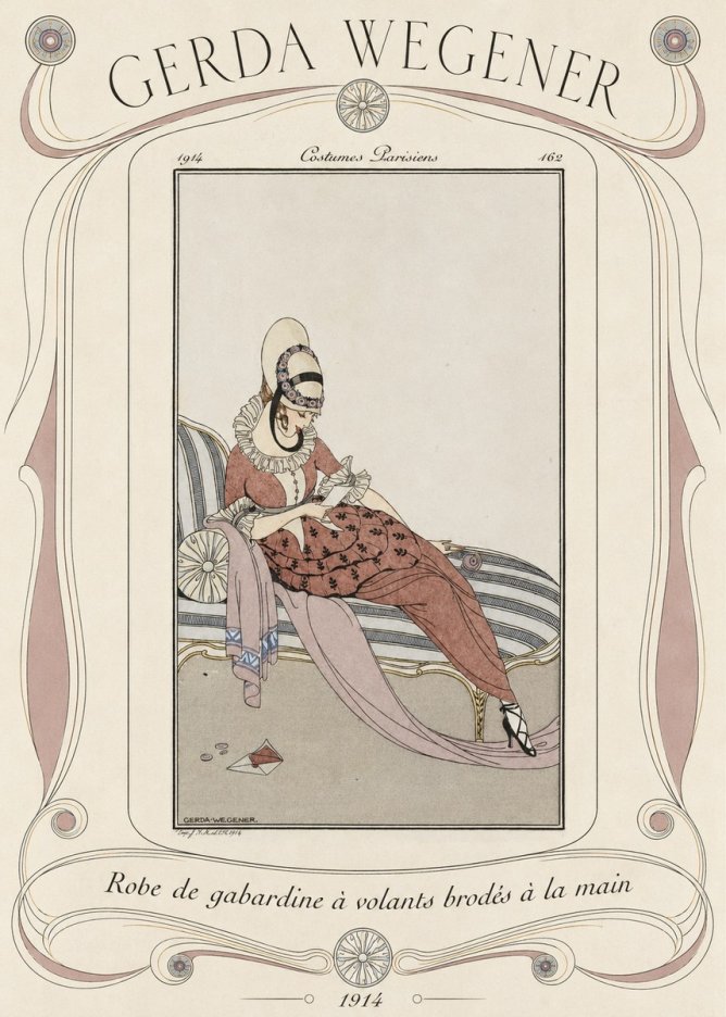 Gerda Wegener Robe De Gabardine À Volants Brodés À La Main II No4 - Poszter