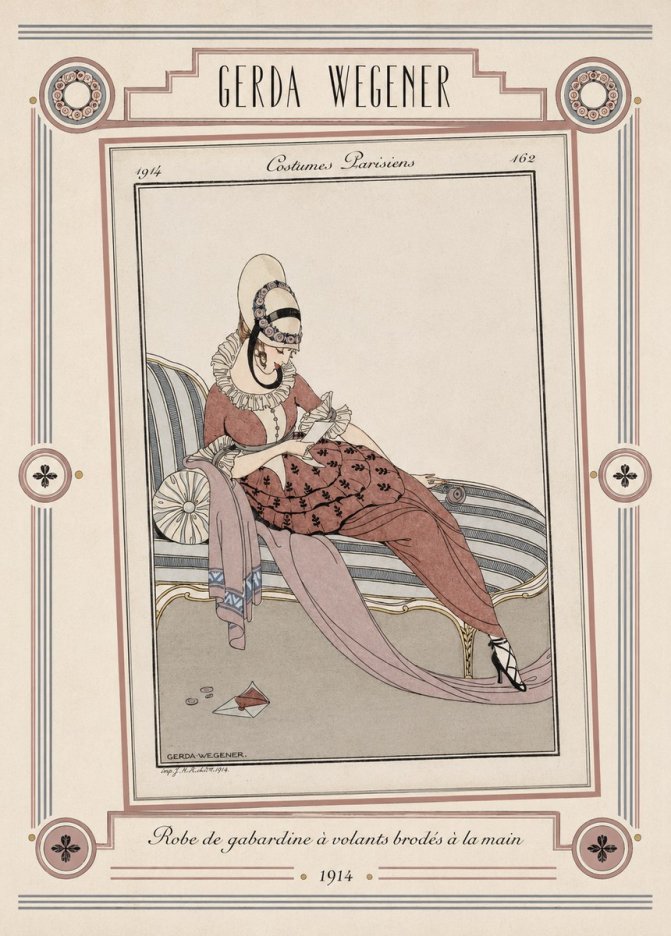 Gerda Wegener Robe De Gabardine À Volants Brodés À La Main II No5 - Poszter