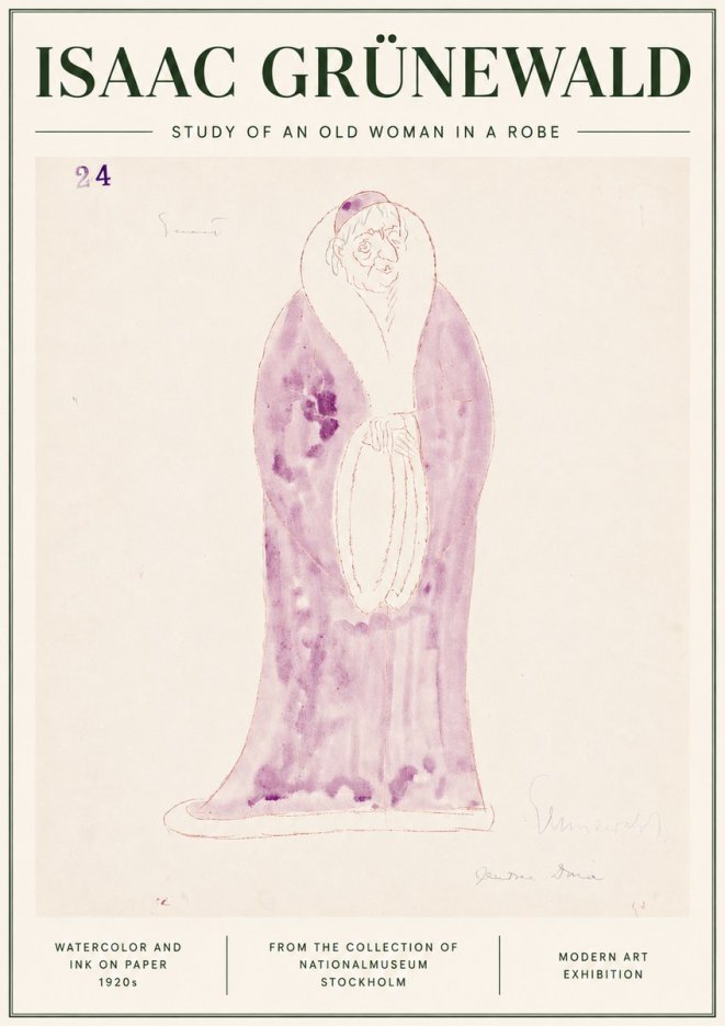 Isaac Grünewald Study of an Old Woman in a Robe No3 - Poszter