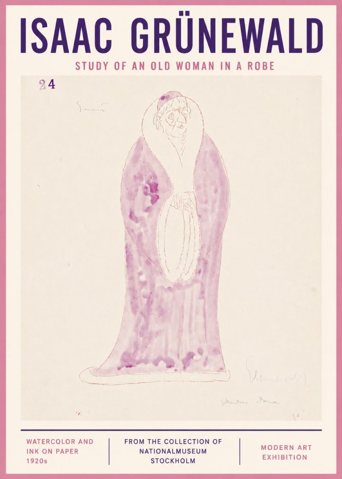 Isaac Grünewald Study of an Old Woman in a Robe No4 - Poszter