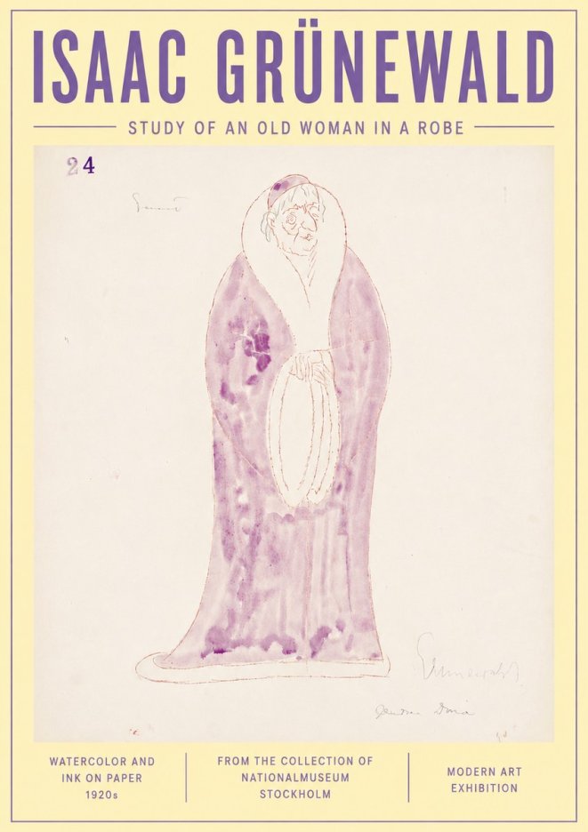 Isaac Grünewald Study of an Old Woman in a Robe No6 - Poszter