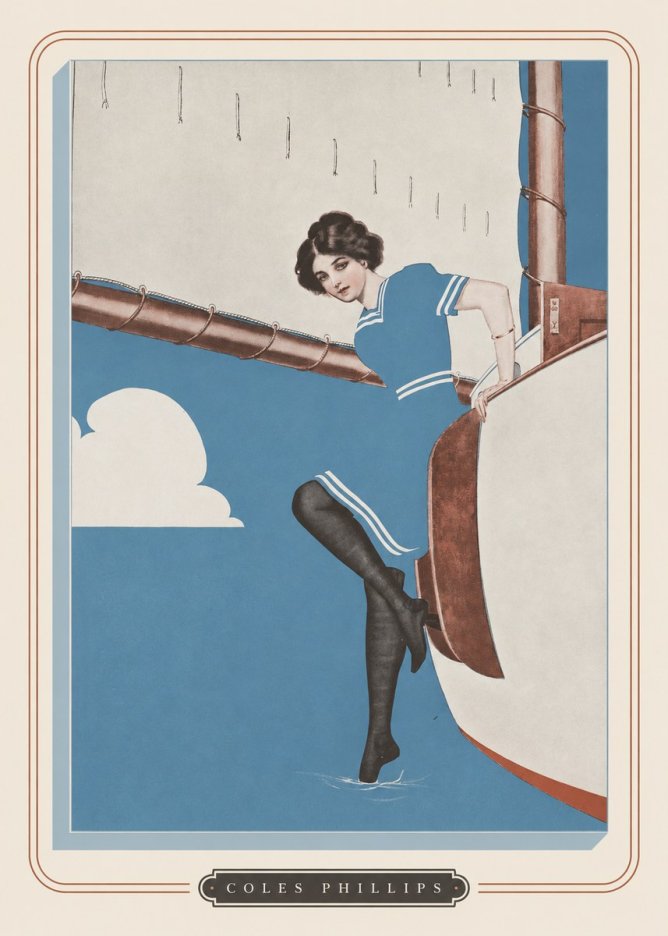 Coles Phillips Woman on a Yacht No3 - Poszter