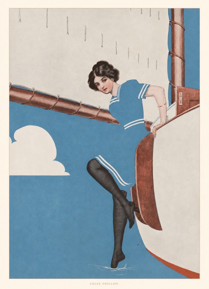 Coles Phillips Woman on a Yacht No5 - Poszter