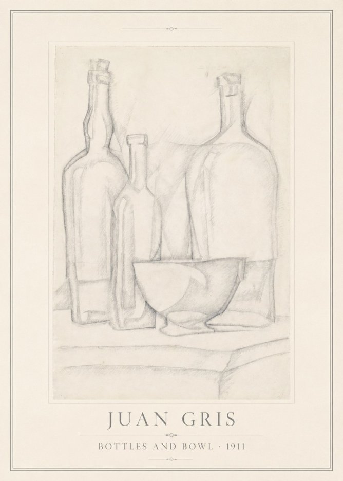 Juan Gris Bottles and Bowl No1 - Poszter