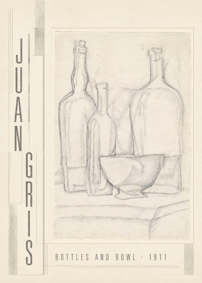 Juan Gris Bottles and Bowl No3 - Poszter