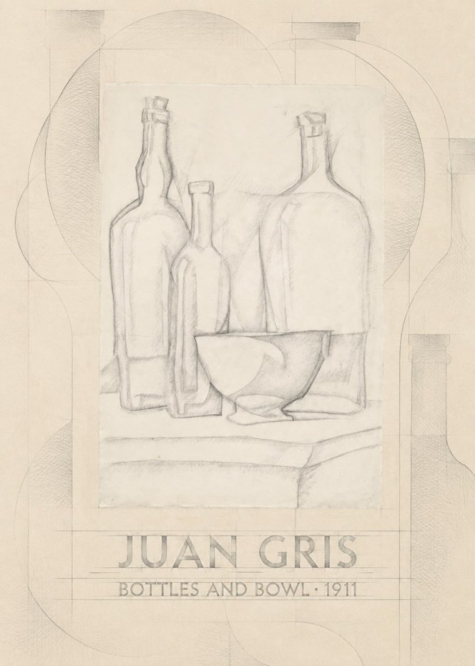 Juan Gris Bottles and Bowl No6 - Poszter