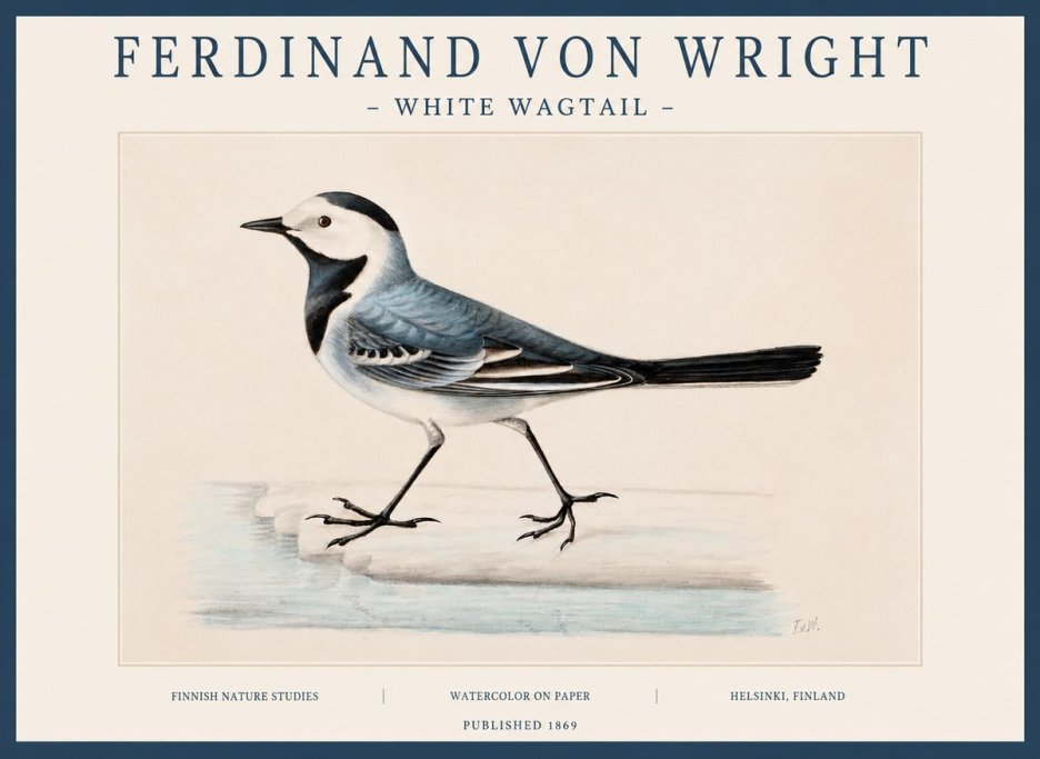 Ferdinand von Wright White Wagtail No1 - Poszter