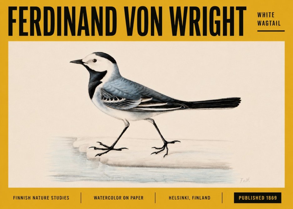 Ferdinand von Wright White Wagtail No5 - Poszter