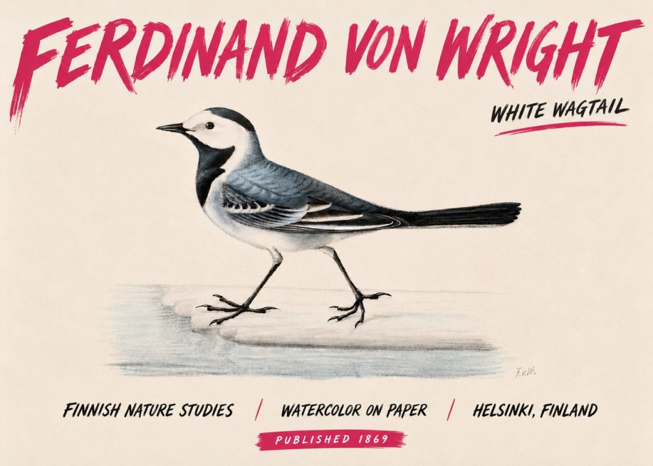 Ferdinand von Wright White Wagtail No6 - Poszter