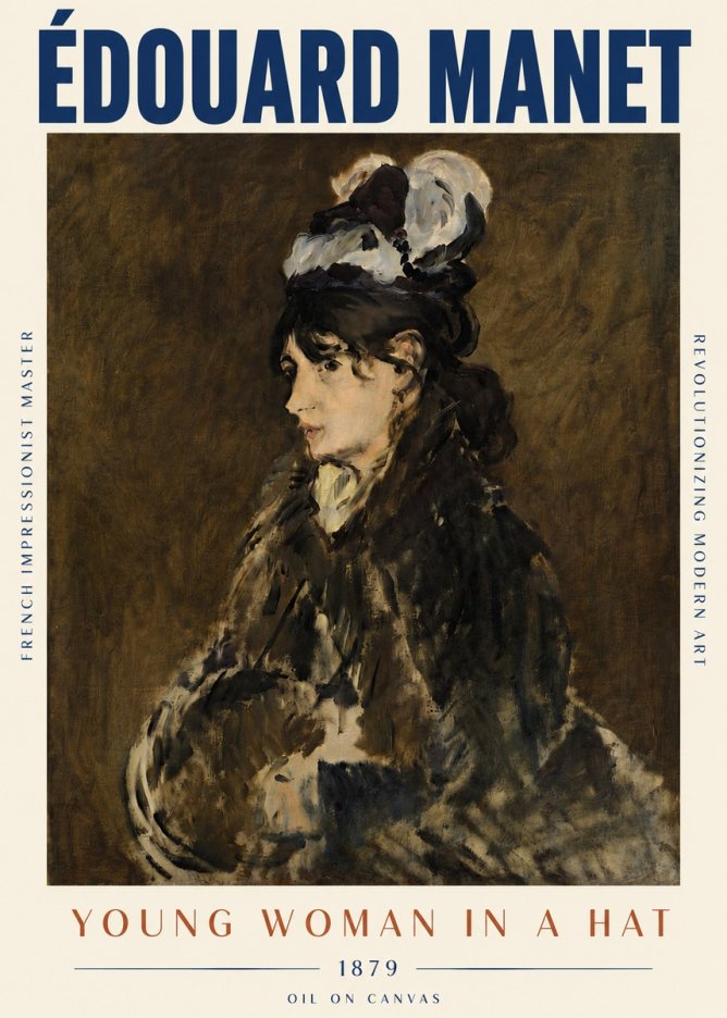 Édouard Manet Young Woman in a Hat I No5 - Poszter
